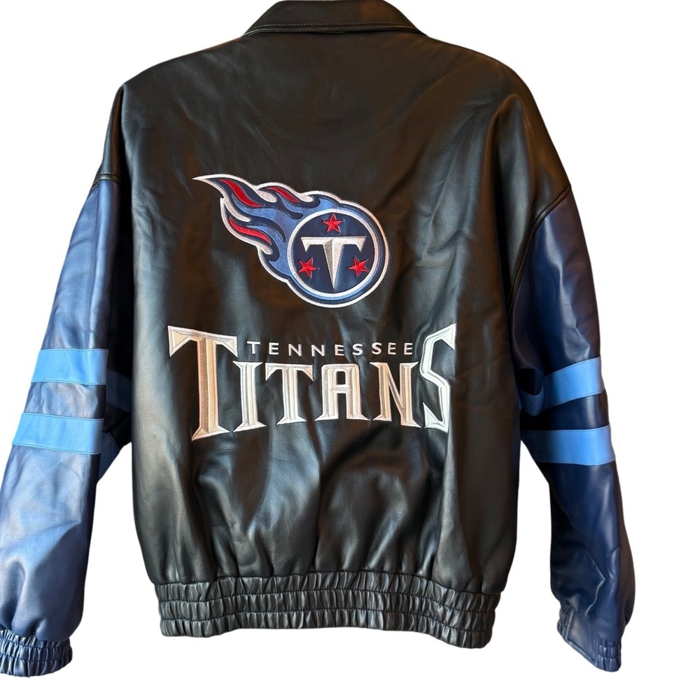 Tennessee Titans NFL Faux Leather Jacket Game Day Zip Up Mens Large